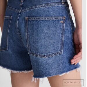 Madewell Blue High-Rise Frayed Hem Jean Shorts